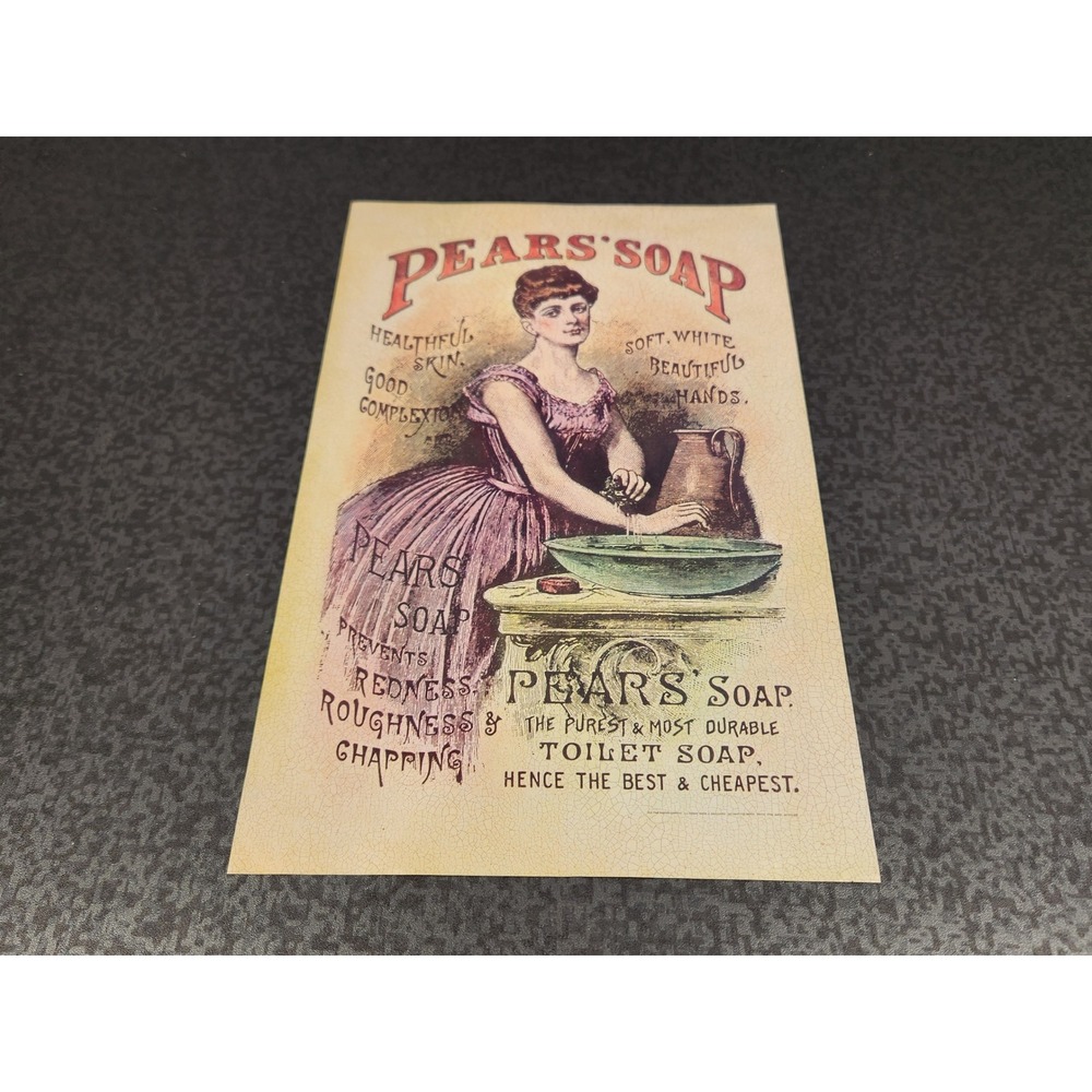 Pears Soap Vintage Advertisement Print Victorian Lady Bathroom Decor Original VG